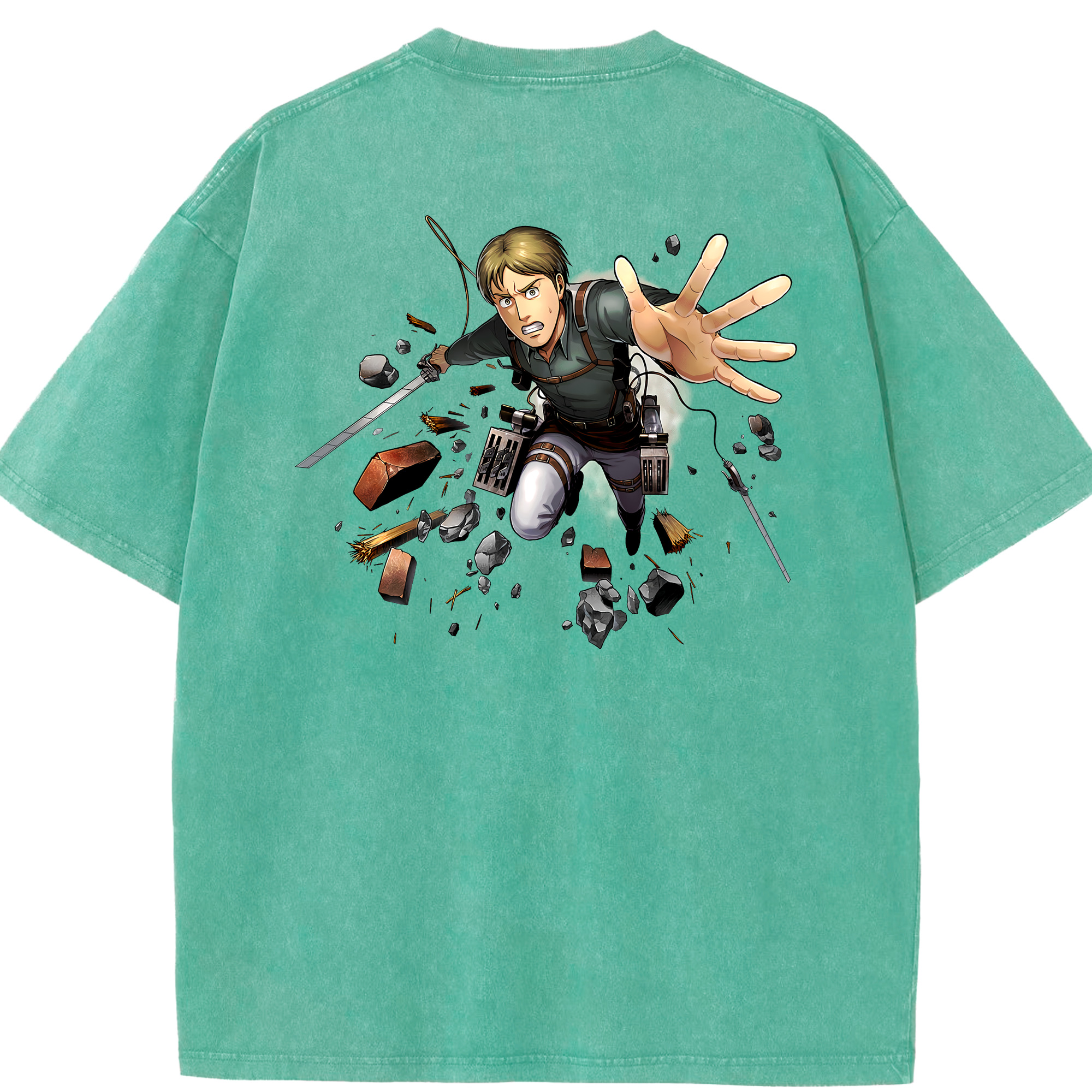（画像用） 進撃の巨人 Attack on Titan 綿100% ヴィンテージ風 半袖Tシャツ（背面プリント）